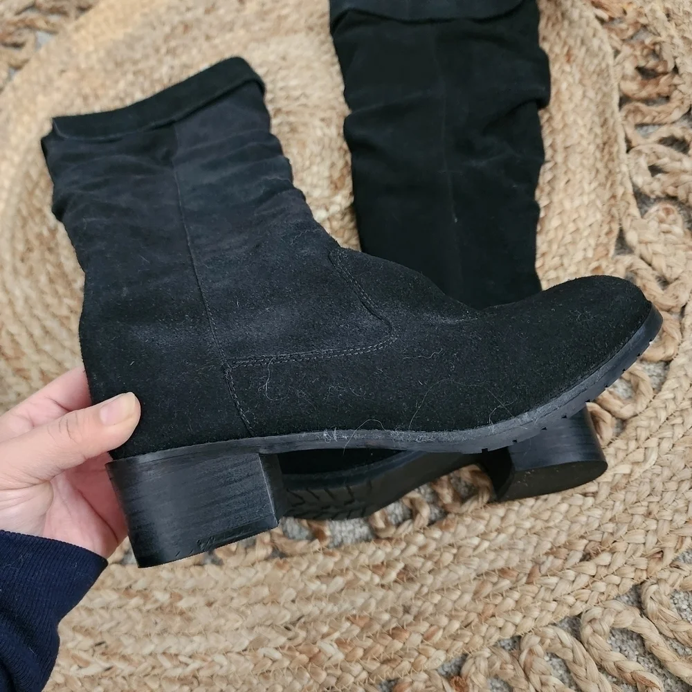 Matisse Cabriolet Leather Black Knee High Round Toe Zip Boots Minimalist 7.5 NEW